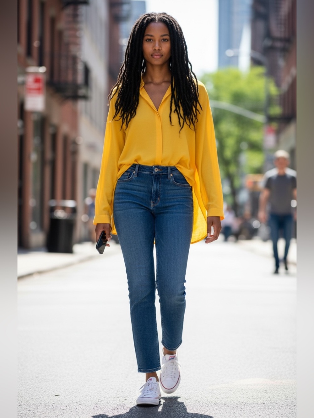 Seven7 High Rise Vintage Straight Jeans - Dark Blue
